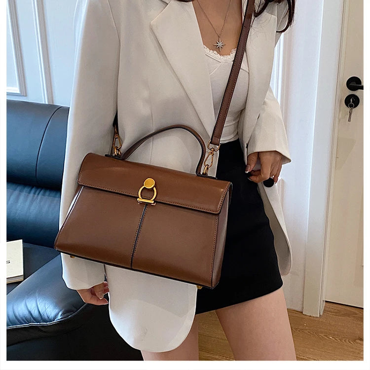 2025 New Classic Style Solid PU Square Shoulder & Crossbody Bags High Quality Sense of Luxury Simple Commute Handbags for Women
