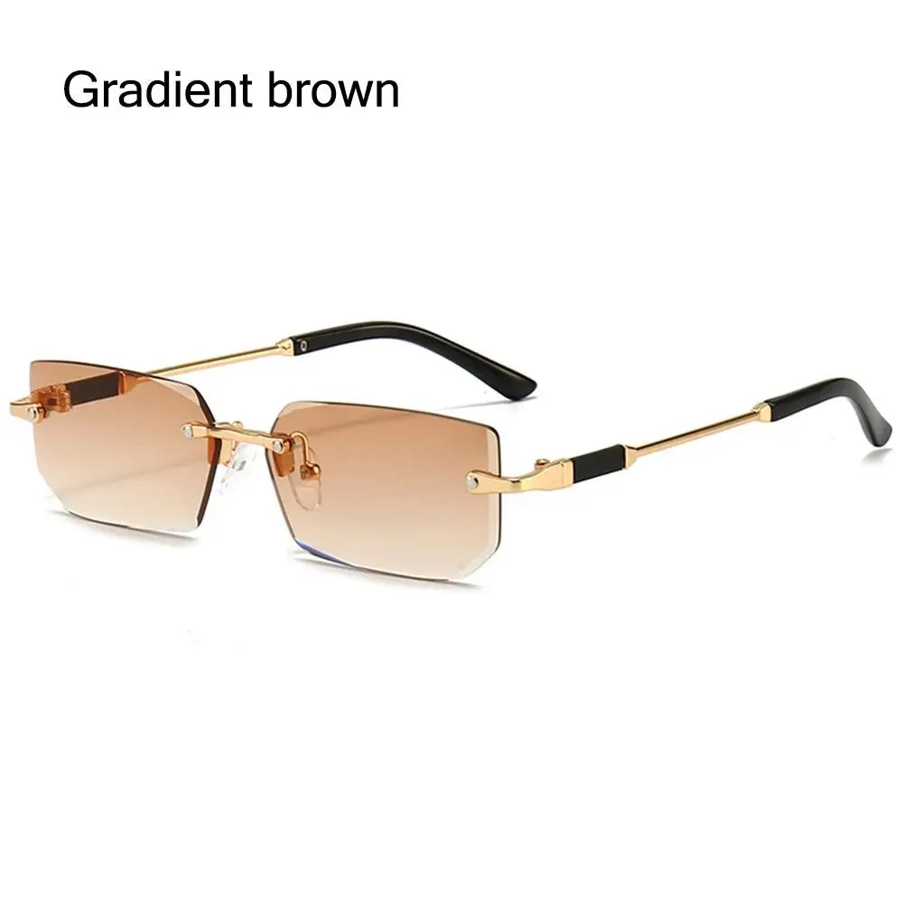 Trendy Rimless Rectangle Sunglasses Personalized Jelly Colored Frameless Sun Glasses Retro Shades Fashion Travel UV400 Eyewear