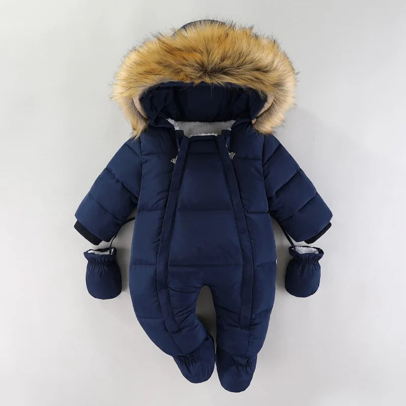 Baby ClothesChildren Clothing Boys and Girls Jumpsuits with Fleece and Cotton Jacket Outdoor Hugging Winter Cotton Clothe