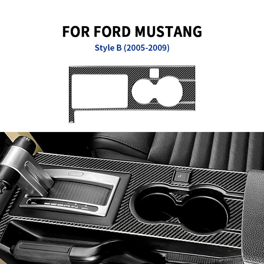 Real Soft Carbon Fiber Sticker For Ford Mustang 2005 2006 2007 2008 2009 Accessories Interior Trim Car Gear Shift Panel Cover