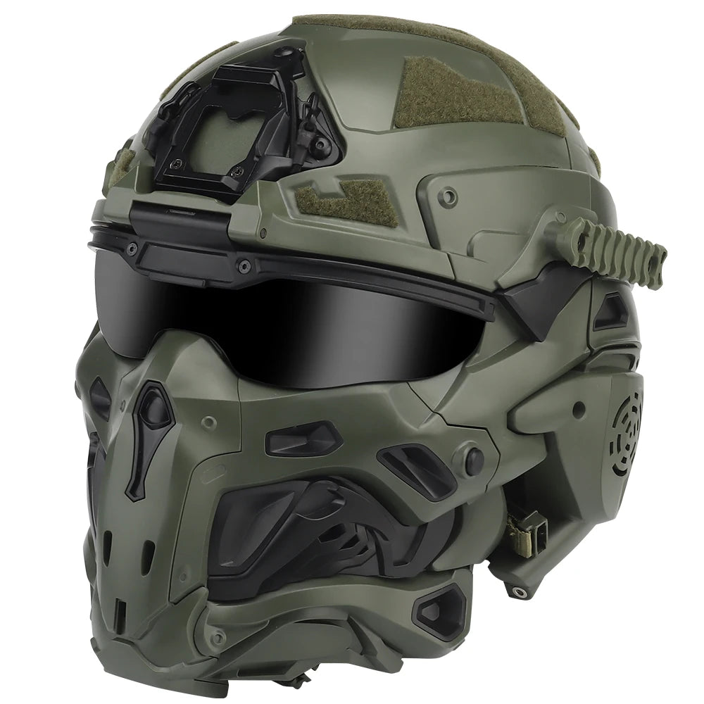 Militar Helmet FAST Helmet Built-in Communication Headset Anti-fog Fan W-Ronin Assault Helmet Detachable Mask Replacement Lens