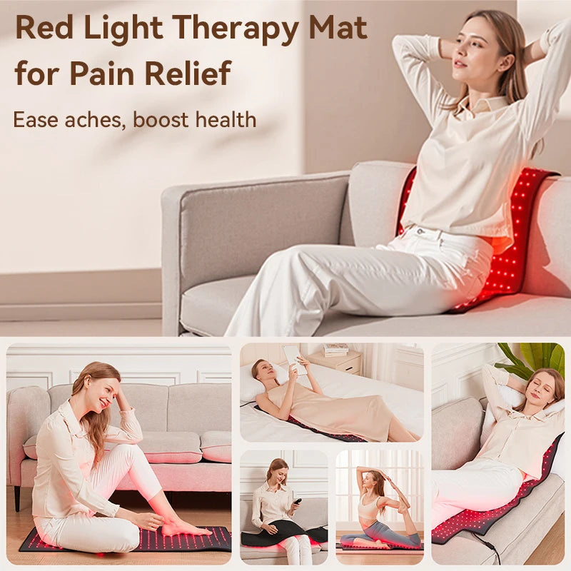 KEMOKO Red Light Therapy 660nm 850nm, Infrared LED Mat for Back and Waist Pain, Muscle Soreness Relief, Large Size 36.3" x 15.8"