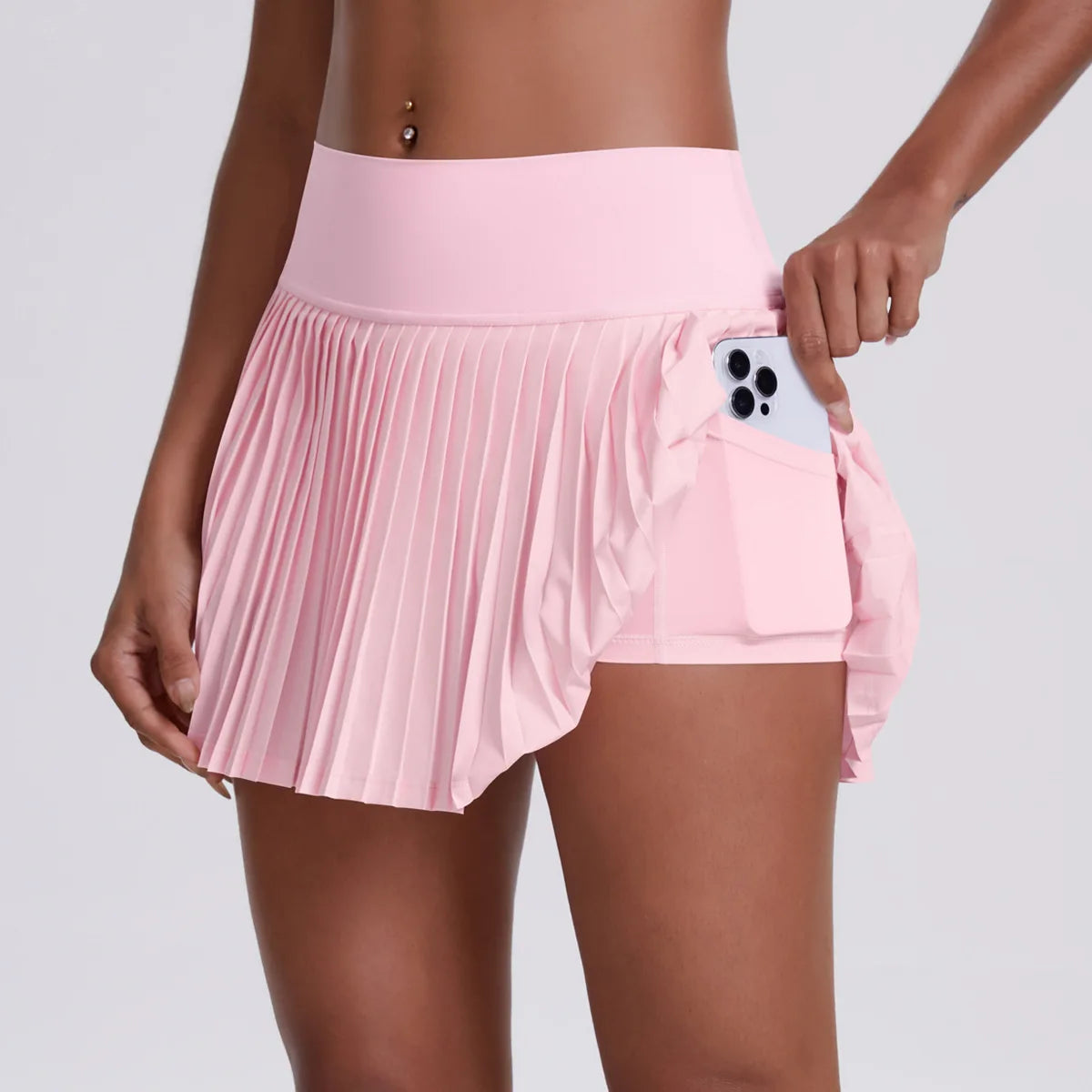 Women Sports Pleated Skirts With Shorts Inside Workout Summer Training Tennis Gym Pocket Skirt Casual