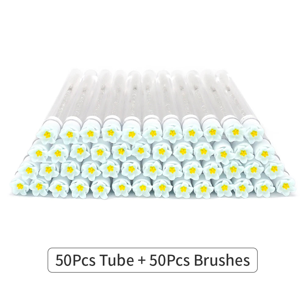 10/50Pcs Eyelash Brush Tubes With Crystal Lash Mascara Wands Eyebrow Comb Spoolies Container Lash Brush Applicators Makeup Tools
