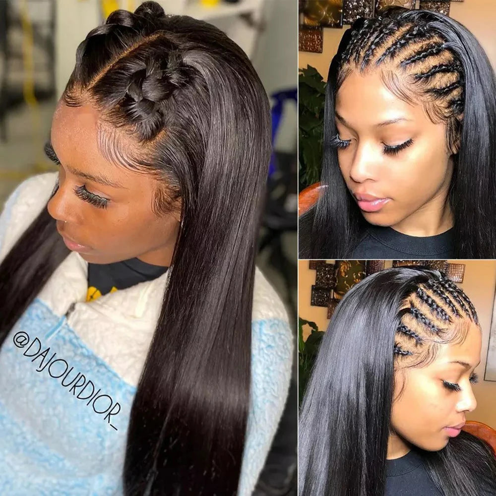 360 HD Transparent Lace Frontal Wigs Pre Plucked Brazilian Bone Straight 13x4 13x6 Lace Front Human Hair Wigs For Black Women