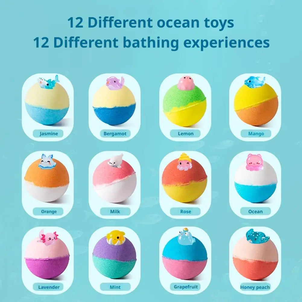 Bubble Bath Bombs For Kids 12 Pack Ocean Themed With Hidden Floating Toys Safe Essential Oil Moisturizing Bath Fizzies