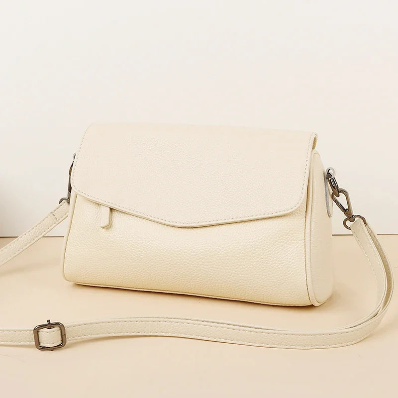 Luxury Solid Color Genuine Leather Ladies Messenger Bag 100% Soft Cowhide Shoulder Crossbody Bags For Women 2026 Female Handbags