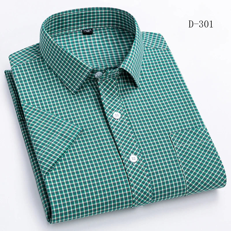Short Sleeve Shirts For Man Summer England Preppy Classic Checked Clothing New Fashion Plaid Cotton Businessman Casual Shirts