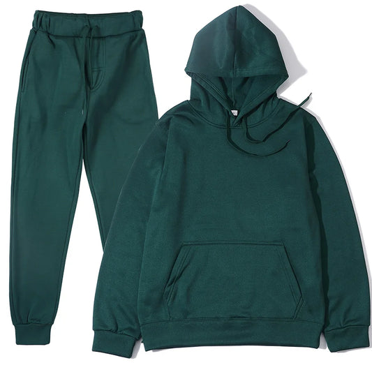 Men's Autumn and Winter New Solid Color Hoodie+pants Two-piece Set Fashionable Casual Sports Set Size S-3XL Men's Tracksuit