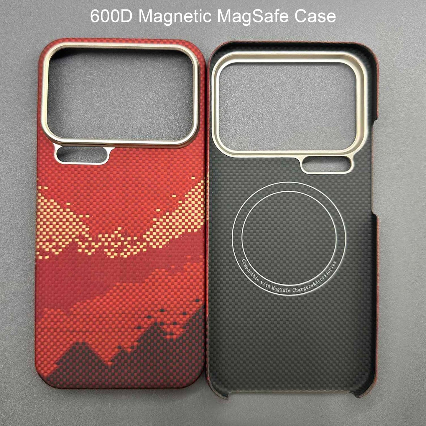For xiaomi 17 pro max case kevlar 600d carbon aramid fiber magsafe fabric thin hard cover 17 pro magnetic balck Slim light red
