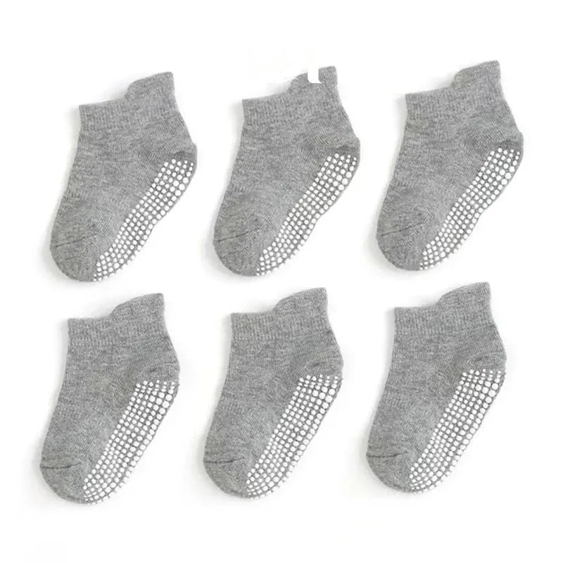 6Pairs Baby's Non-slip Floor Socks For Toddler Kids Boys Indoor Activities Learn To Walk Ankle Socks