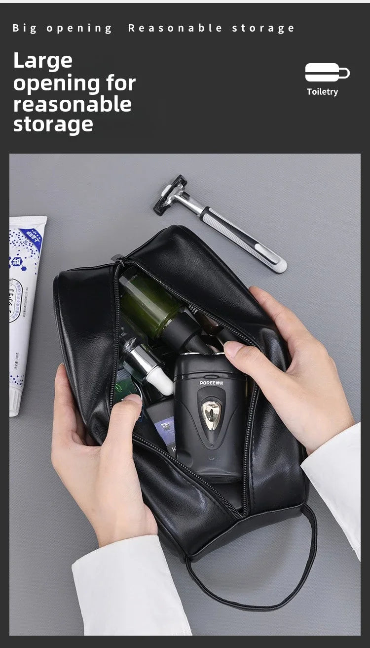 Multi Pockets PU Toiletry Bag For Women Men Travel Essentials Makeup Bags Waterproof Hanging Bag Cosmetic Washing Organizer Bag