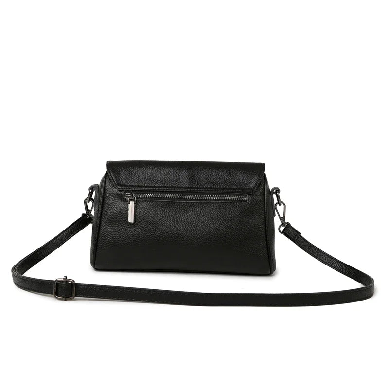 Luxury Solid Color Genuine Leather Ladies Messenger Bag 100% Soft Cowhide Shoulder Crossbody Bags For Women 2026 Female Handbags