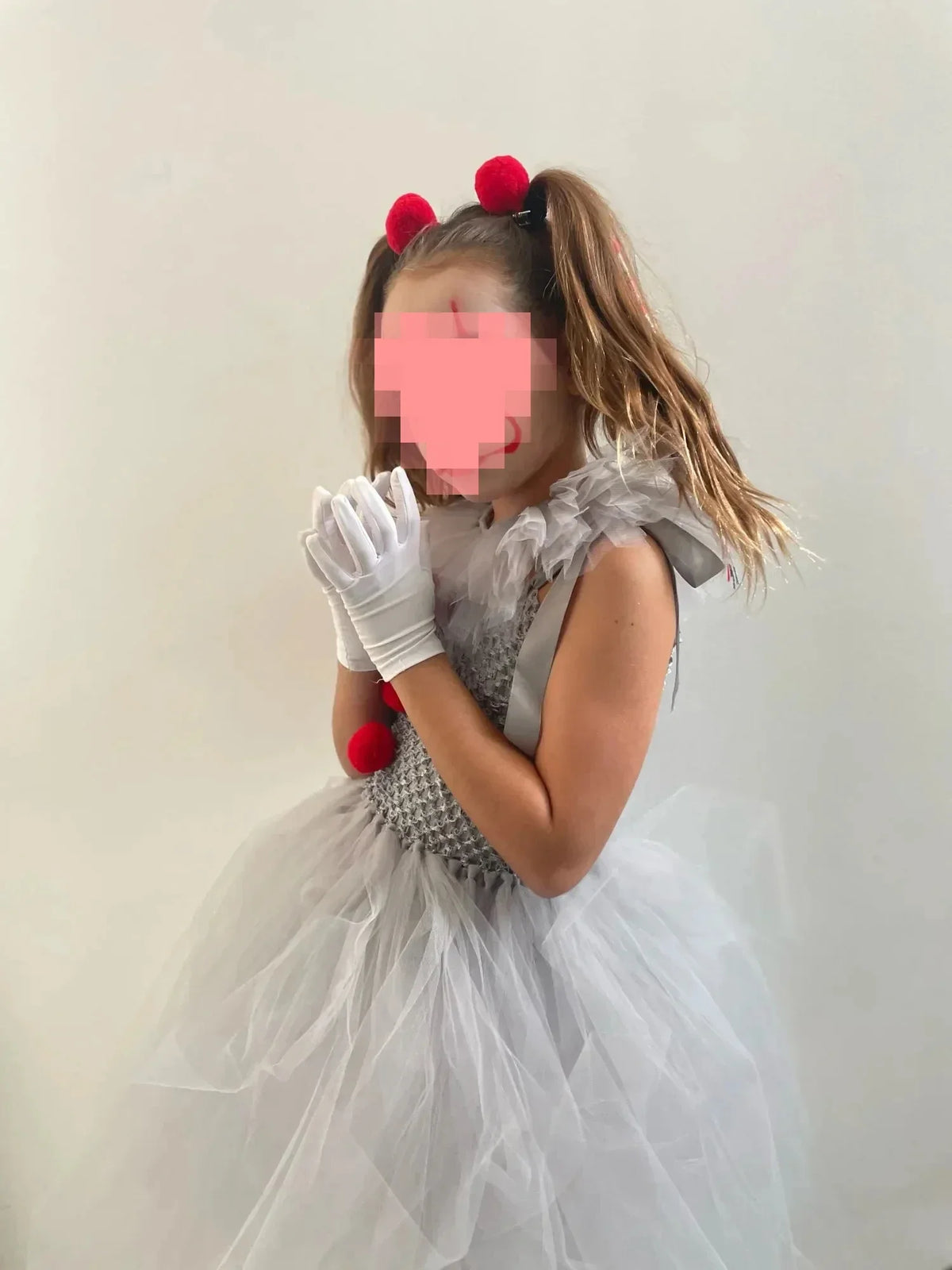 Halloween Pennywise Costume Creepy Clown Gray Tutu Dress Outfit Girls Fancy Carnival Party Tulle Dresses Joker Clothes