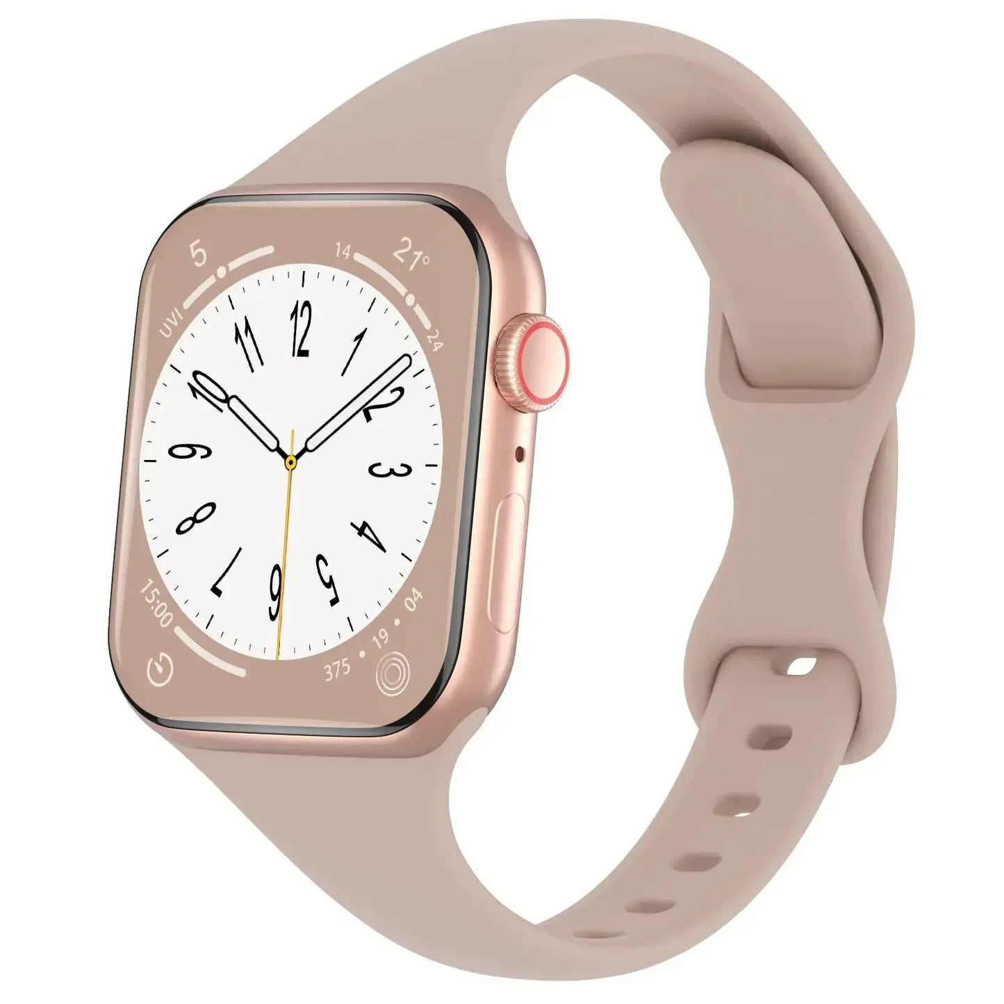 Thin Silicone Strap For Apple Watch 40mm 44mm 45mm 41mm 38mm 42mm Solid Color Strap Bracelet For IWatch Series 1 2 3 4 5 6 SE 7