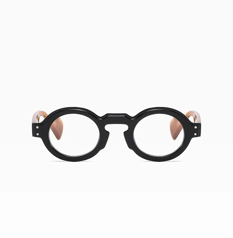 Round Sunglasses Women Men Punk Double Color Shades Retro Rivets Decoration Trending Sun Glasses Clear Lens Frame UV400