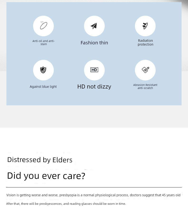 Frameless Business Color-Changing Reading Glasses Men Middle-Aged and Elderly HD Anti-Blue Ray Radiation Indoor and Outdoor Dual-Use Presbyopic Glasses