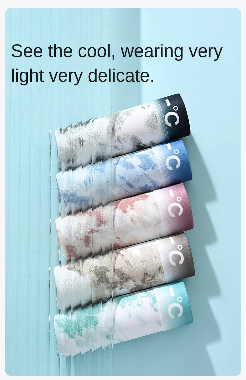 4Pcs Boxer Shorts Men's Ice Silk Underwear Male Underpants Breathable Sexy Thin Panties U Convex Lingerie Wholesale Lots L-6XL