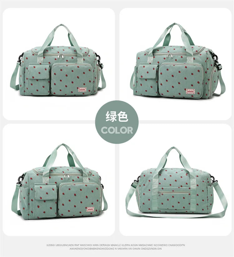 Corduroy Mommy Bag Large Capacity Waterproof Baby Diaper Bags Stroller Nappy Organizer Travel Carry Shoe Maternity Tote Bags