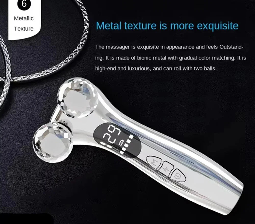 Electric Facial Micro-current Beauty Instrument LED Display Face Lift Roller Massager Skin Tighten Massage Beauty Devices