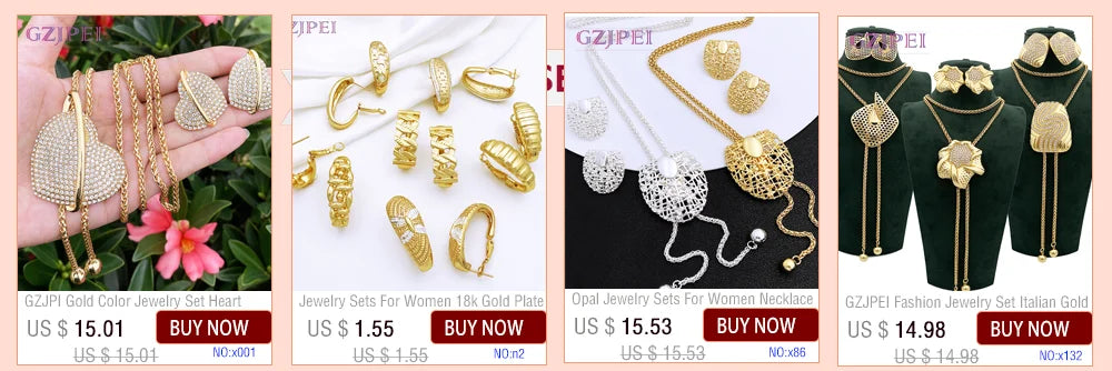 New Necklace And Earrings Set Unique Dubai Fashion Jewelry Nigeria Bride Wedding Party Gift