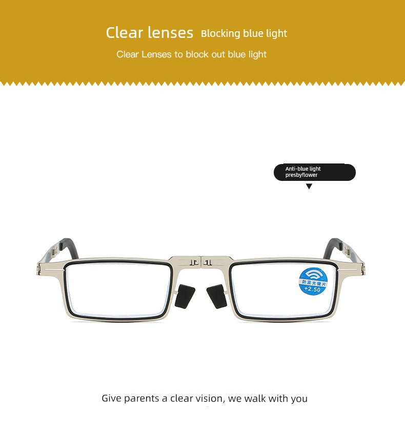 Portable Foldable Reading Glasses Fashion Plaid HD Male Presbyopic Glasses Ultra Light Anti Blue-Ray Non-Fatigue Middle-Aged and Elderly