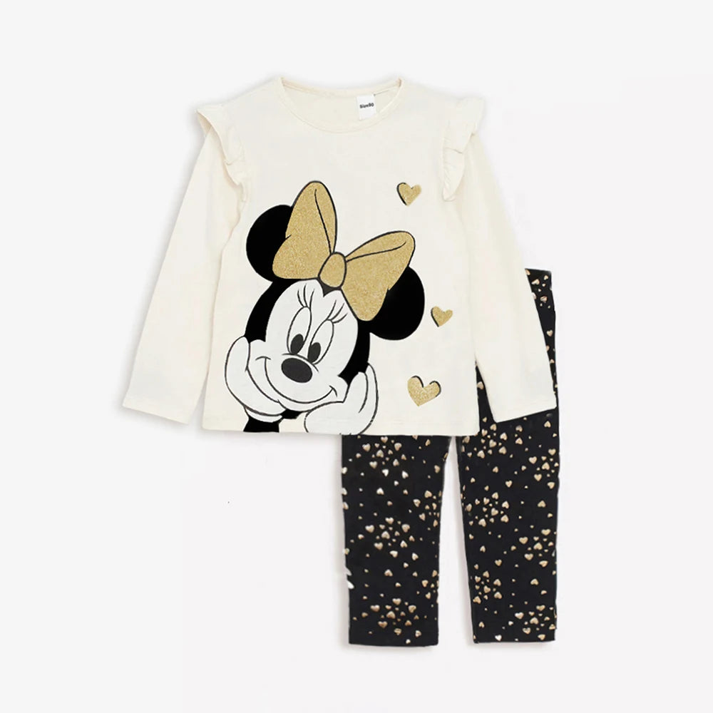 Kids Baby Girl Spring Autumn Clothes Sets Cute Minnie Print Sweatshirt+Pants 2Pcs Casual Long Sleeve Outfits