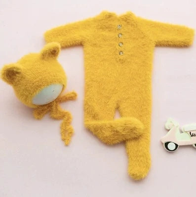 Newborn Bear Photography Set Onesie Baby Full Moon Home Photo Costume Studio Photography Props