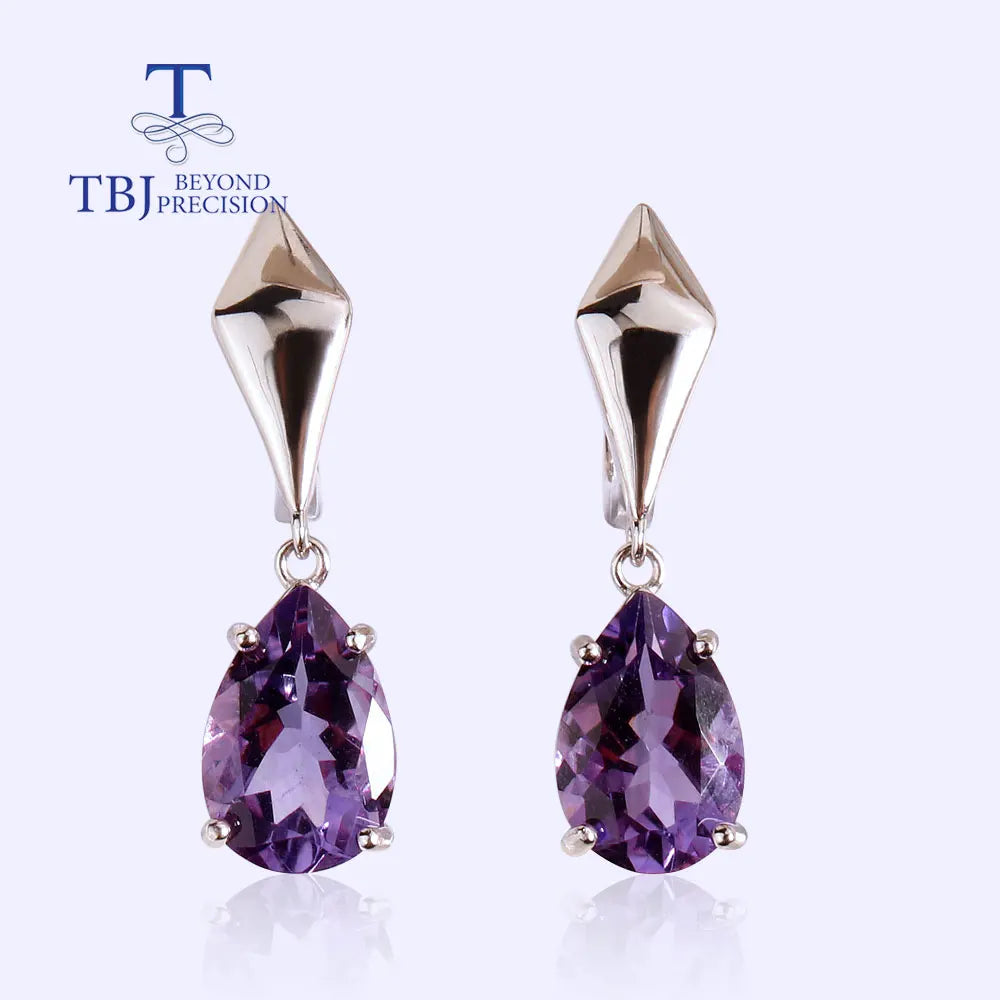 NEW  100% Natural amethyst  rings earrings Simple design jewelry set 925 silver fashion jewelry for women nice gift