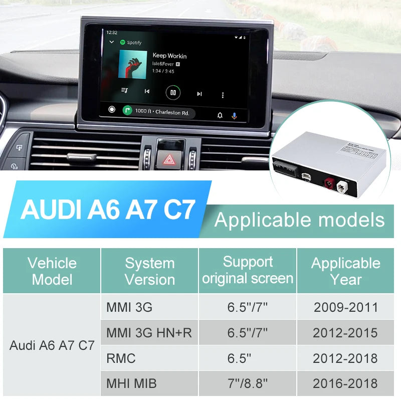 Wireless CarPlay For Audi A6 A7 C7 MMI 3G HN+R 2009-2015 RMC 2012-2018 MIB 2016-2018 Car Play Android Auto Reverse Camera