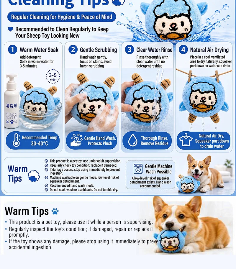 Cute Cartoon Plush Bouncy Ball Pet Toy Interactive Chew Toy for Dogs & Cats Ideal for Indoor Play of Small and Medium Pets