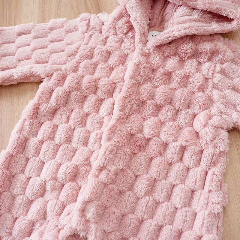 Newborn Baby Romper Winter Flannel pink Hooded ears long sleeve Unisex Baby Bodysuits 0-18 months Girl Comfort Clothes