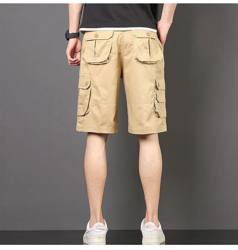 Summer Fashionable Sports Pure Cotton Straight Leg Multi-pocket Cargo Shorts Men's Casual Loose Plus Size High Quality Shorts