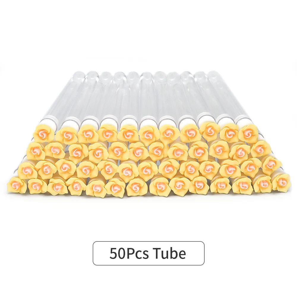 10/50Pcs Flower Eyelash Brush Tube Disposable Mascara Wands Tube Reusable Lash Spoolies Brush Dust-proof Cleaner Storage Tubes