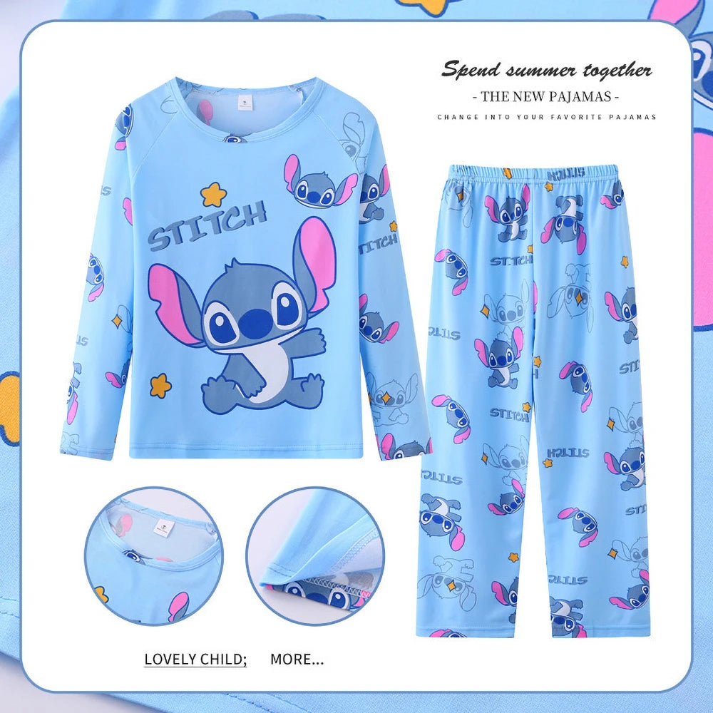 Kids Stitch Pajamas 2pcs/set for Boys Girls Home Wear Kids Casual Sleepwear Long Sleeve Pajamas Bottoms Suit Cute Gifts
