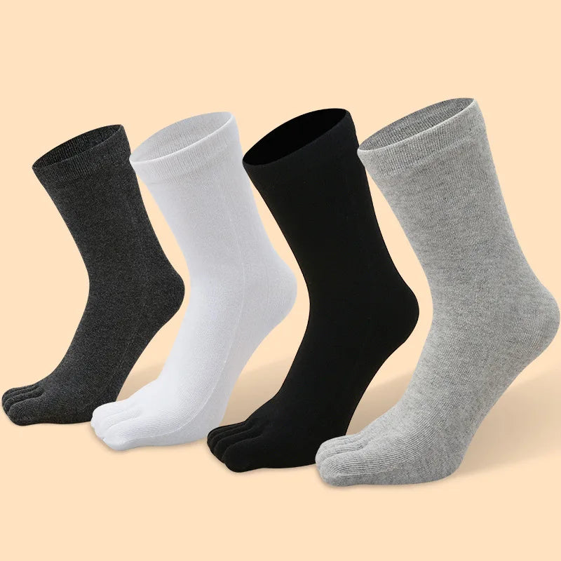 Toe Socks Men cotton Five Fingers Socks Breathable Short Ankle Crew Socks Sports Running Solid Color Black White Grey Male Sox