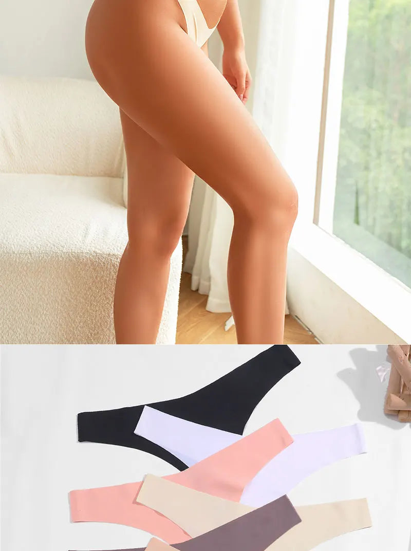 5Pcs/Set Sexy G-String Underwear Female T-back Intimates Lingerie Seamless Low Waist Underpants 10 Color Lady Bikini Panty XS-XL