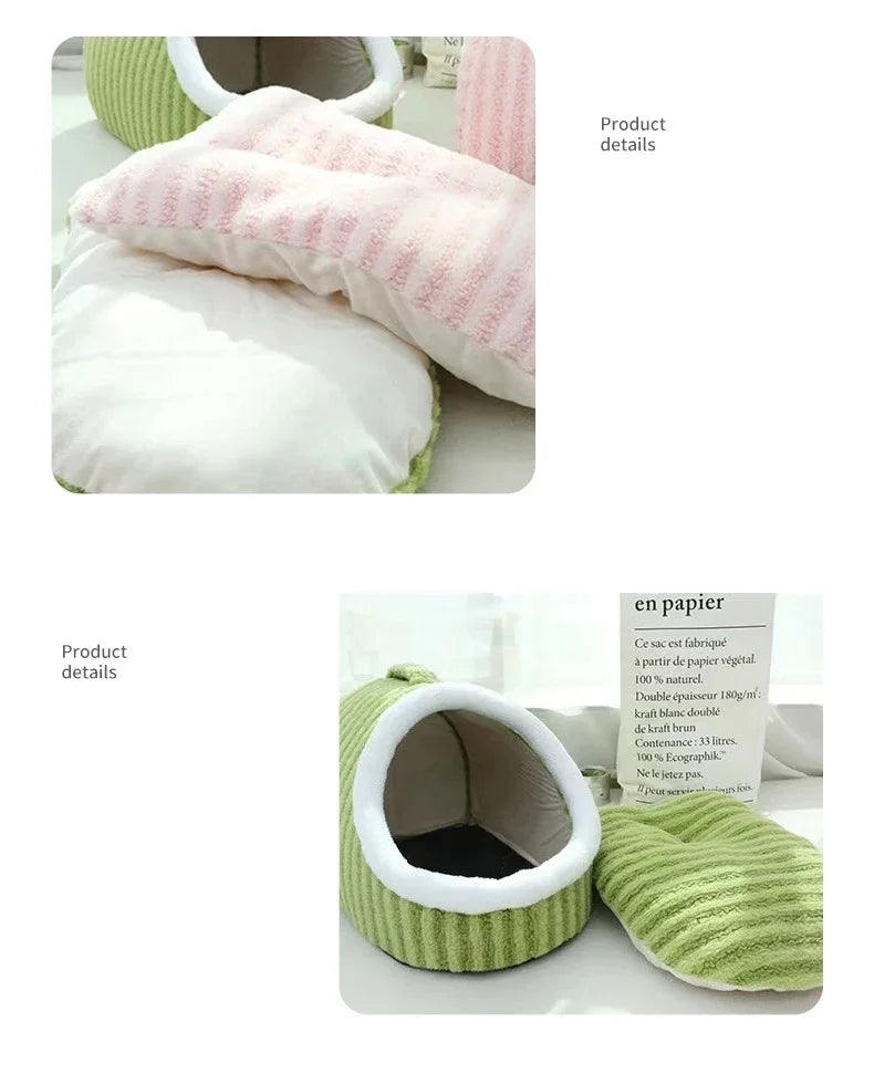 Fashion Warm Thick Sponge Dog Kennel Cat Nest Striped Slipper Design Pet Bed Cozy Comfortable Washable Pet Sleeping Mat