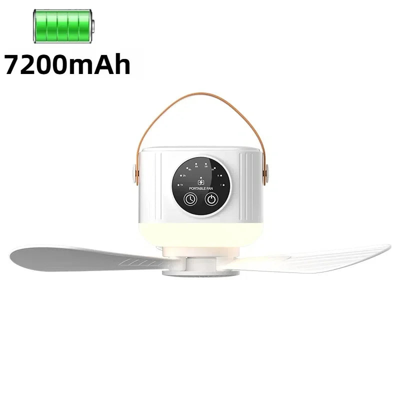 7200mAh Remote Control Timing USB Ceiling Fan 4 Gears Detachable Blade Portable Silent Cooling Outdoor Tripod Tent Camping Fan