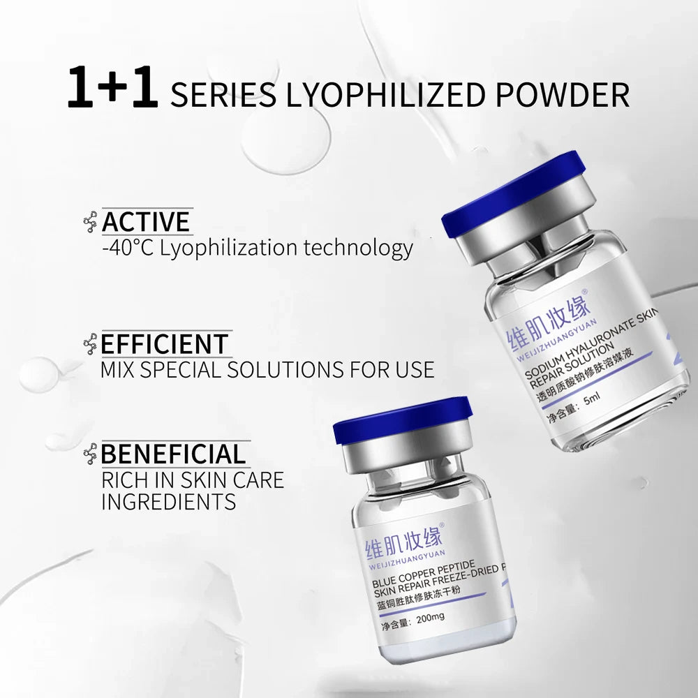 Blue Copper Peptide Freeze Drying Set Freeze-dried Powder, Improve Wrinkle Essence Shrink Pores Acne Treatment Skin Care Set