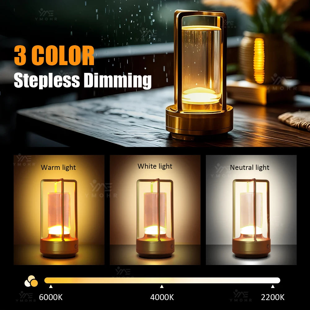 Retro Desk Lamp Warm White Light USB-C Fast Charge USB-C Fast Charge Waterproof Dimmable Gift Idea Table Bedside Lamp Home Decor