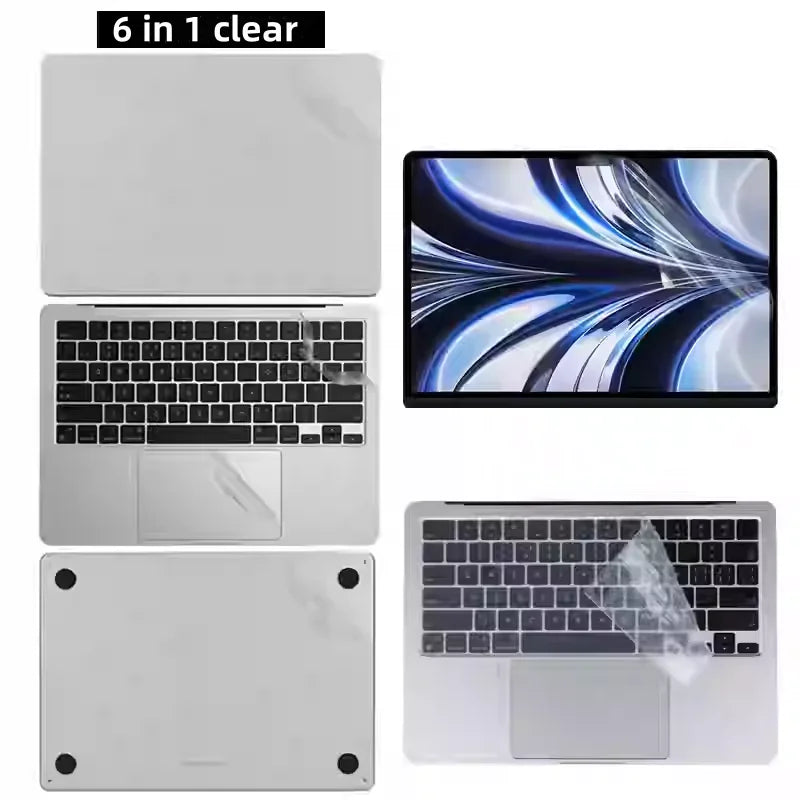 Full Body Matte Clear Sticker Decal for MacBook Pro 14" pro16 M4 M3 M2 M1 air 13.6 air 15 Touchpad + Palm Rest Skin Protective