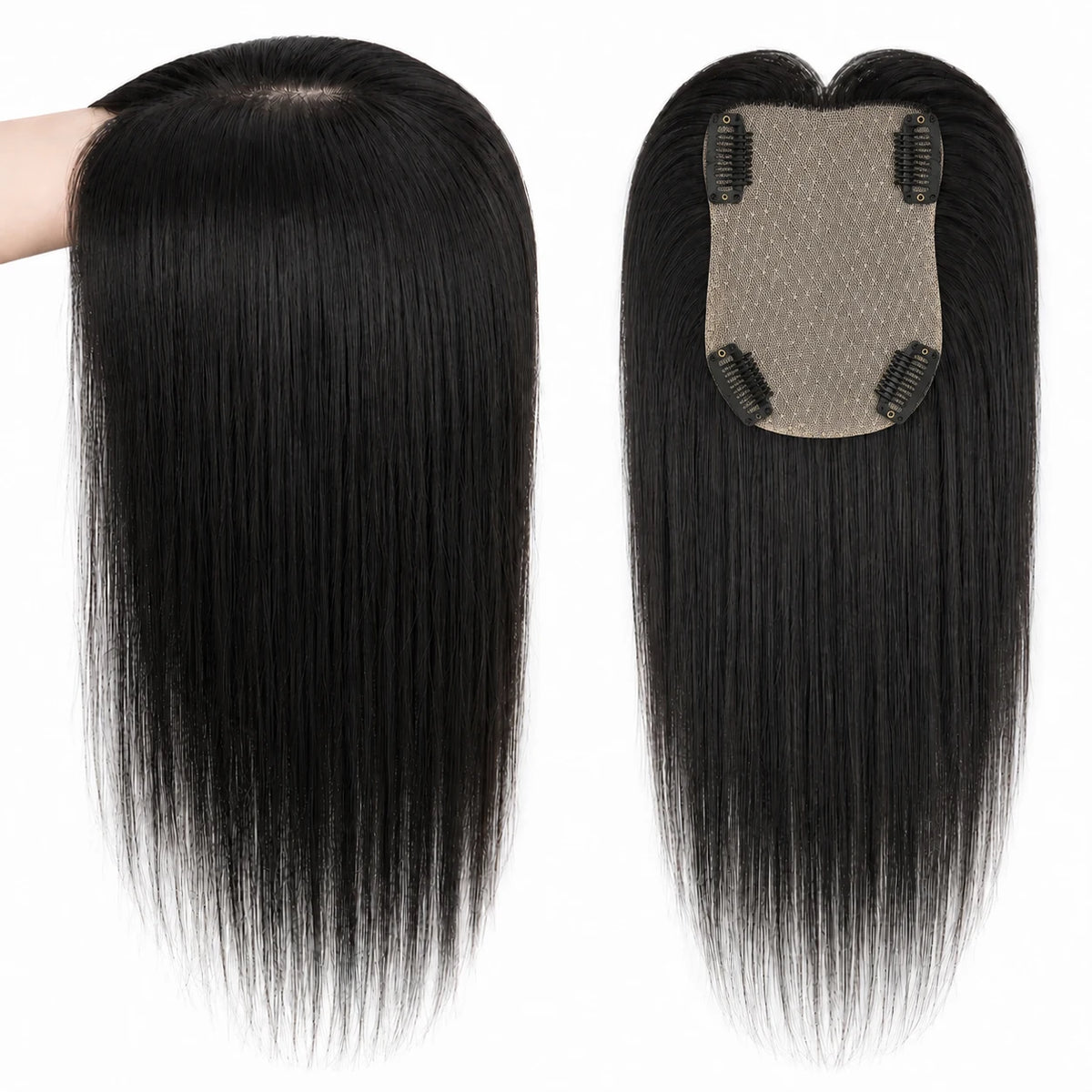 Brown Straight Hair Topper For Women Skin Silk Base Virgin Human Hair Piece Cover Breathable Silk Top Toupee with Clips in