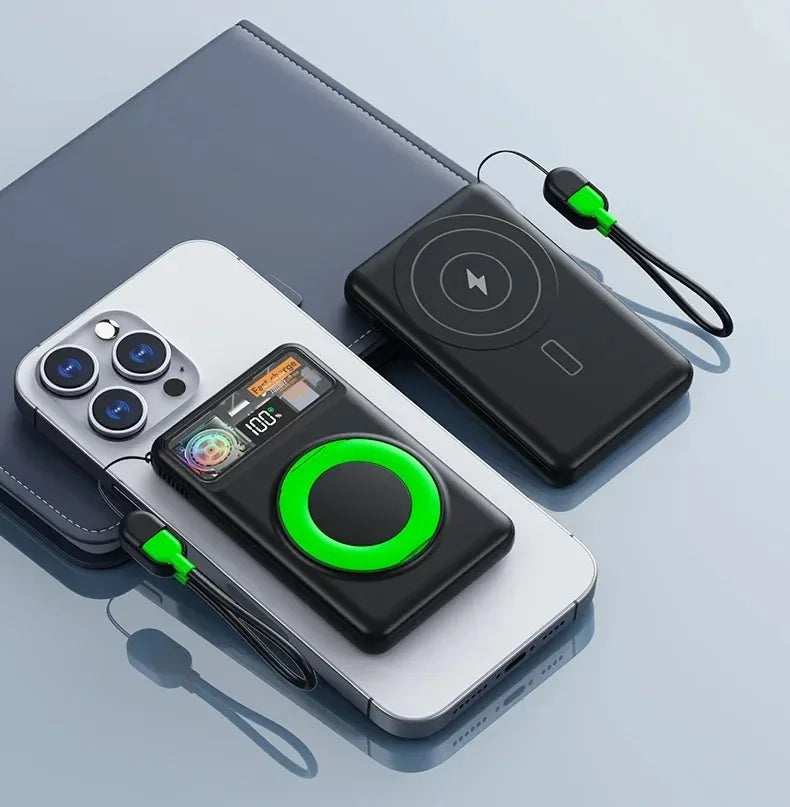 Lenovo10000mAh Magnetic Power Bank Portable Wireless Charger With Cable Fast Charging External Battery Stand For iPhone Xiaomi