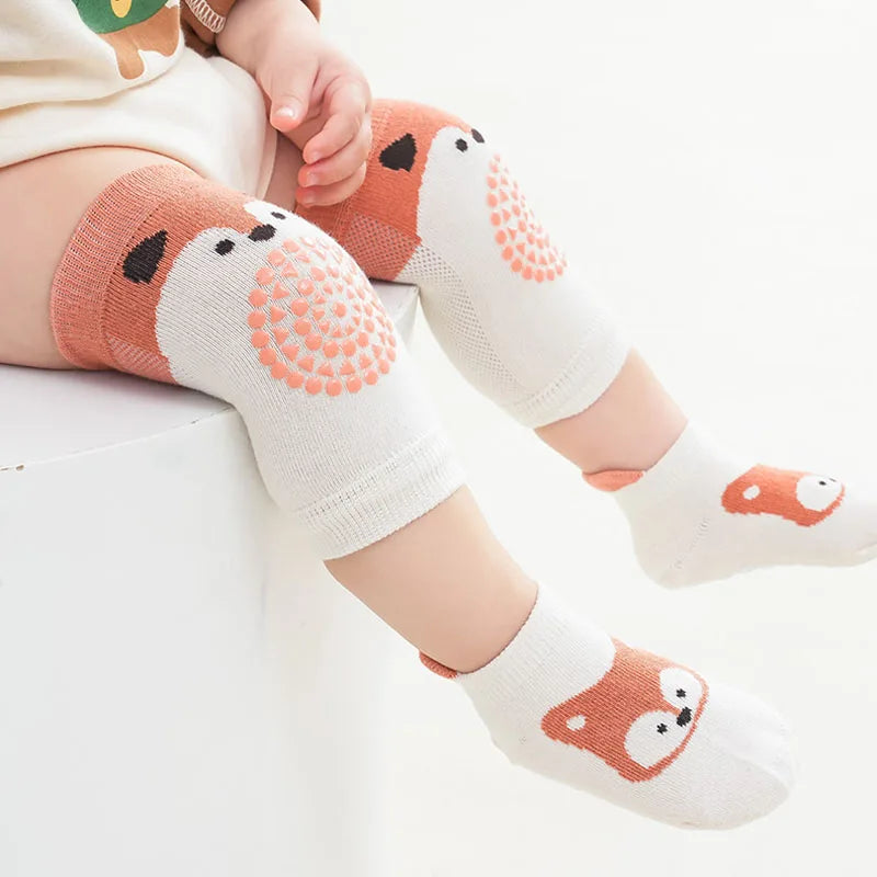 1 Set Socks and Kneepads Baby Non-Slip Socks Cute Cartoon Pattern Children Boys Girls Kids Toddler Floor Socks Kneepads