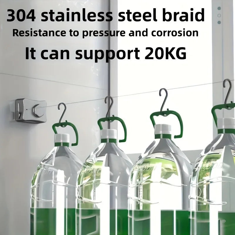 Retractable Clothesline 5M Anti-Sag Clothes Drying Laundry Line Indoor Space Saving Wall-Mounted Invisible Clothesline Ropes New