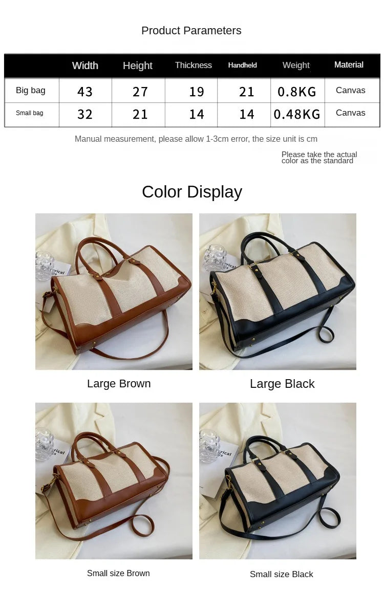 Women Canvas Large Capacity Travel Bags Custom Logo Travel Storage Handbag Vintage Fitness Luggage Bag Personality Customization