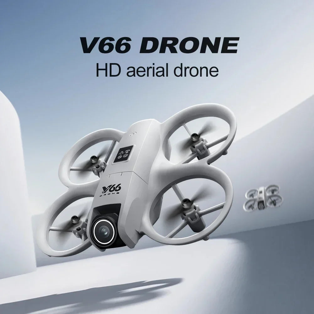 New Mini Drone V66 with 180° Adjustable 4K HD WiFi Camera LED Light Pocket RC Quadcopter Obstacle Avoidance for Adults Kids