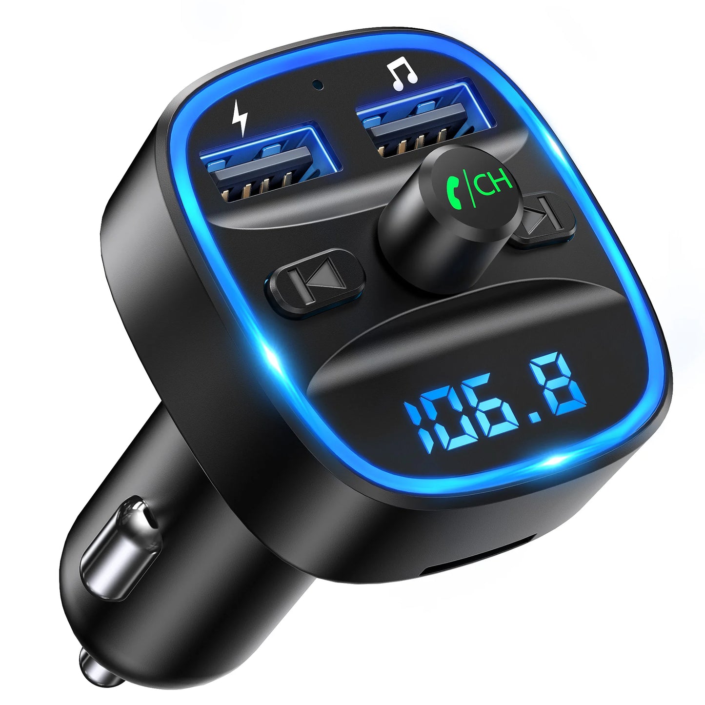 LENCENT Bluetooth 5.0FM Transmitter Wireless Radio Adapter Car Kit with Dual USB Charging Car Charger MP3 Player Support TF Card