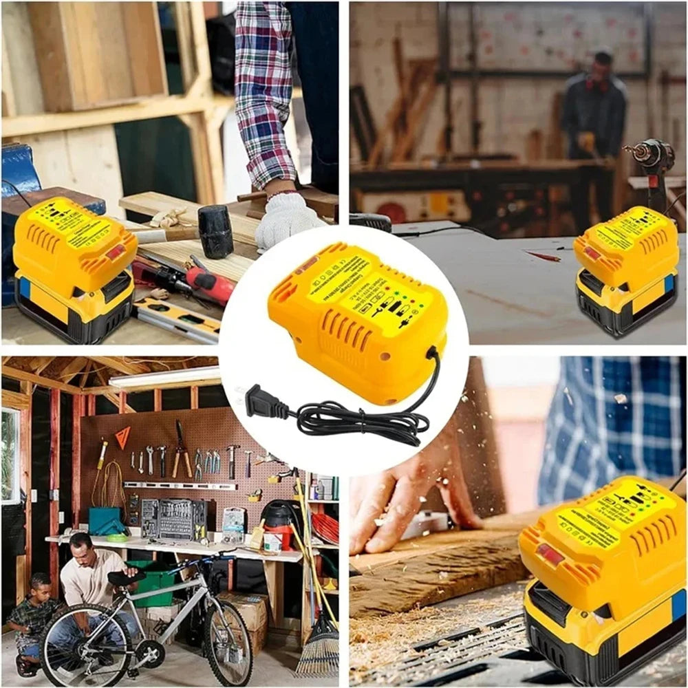 12V/24V 100-240V Li-ion Battery Mini Compact Car Charger for DeWalt 18V 20V 60V Lithium Battery DCB200 Replacement for DCB112
